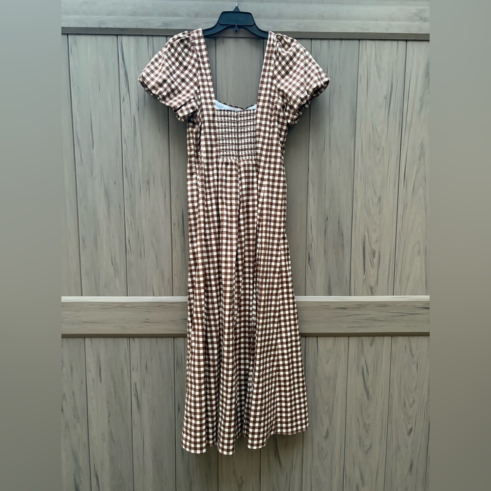 Show me your Mumu Mia Midi Dress Brown Gingham - Picture 10 of 11